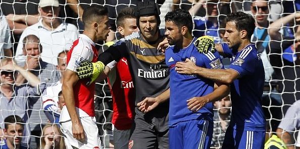 Gabriel Paulista's tackle on Chelsea's Diego Costa earned him a red card as Arsenal lost 2-0. Photo: Talk Sport