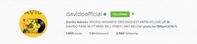 Davido Instagram verification