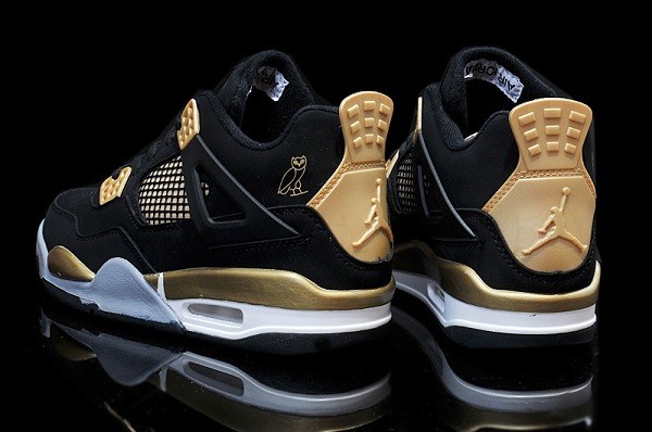Mens-Air-Jordan-4-Retro-OVO-Black-Nubuck-Gold-Online-For-Sale-4