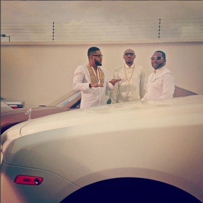 Olu Maintian and 2face Idibia on set of Cinderella. Photo: Jason Amusa.