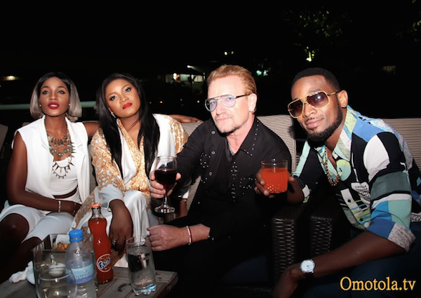 Seyi Shay, Omotola, Bono and D'banj at the ONE campaign meeting. Photos: Omotola TV