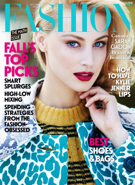 Sarah Gadon on the cover of Fashion Magazine October 2015