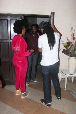 Jim Iyke and Nse Ikpe-Etim on set of Stalker. Photo: Filed