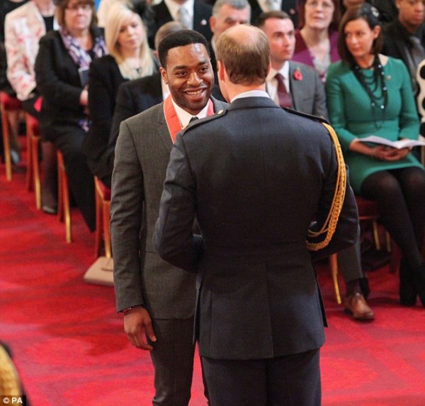 Chiwetel Ejiofor receives CBE from Prince William
