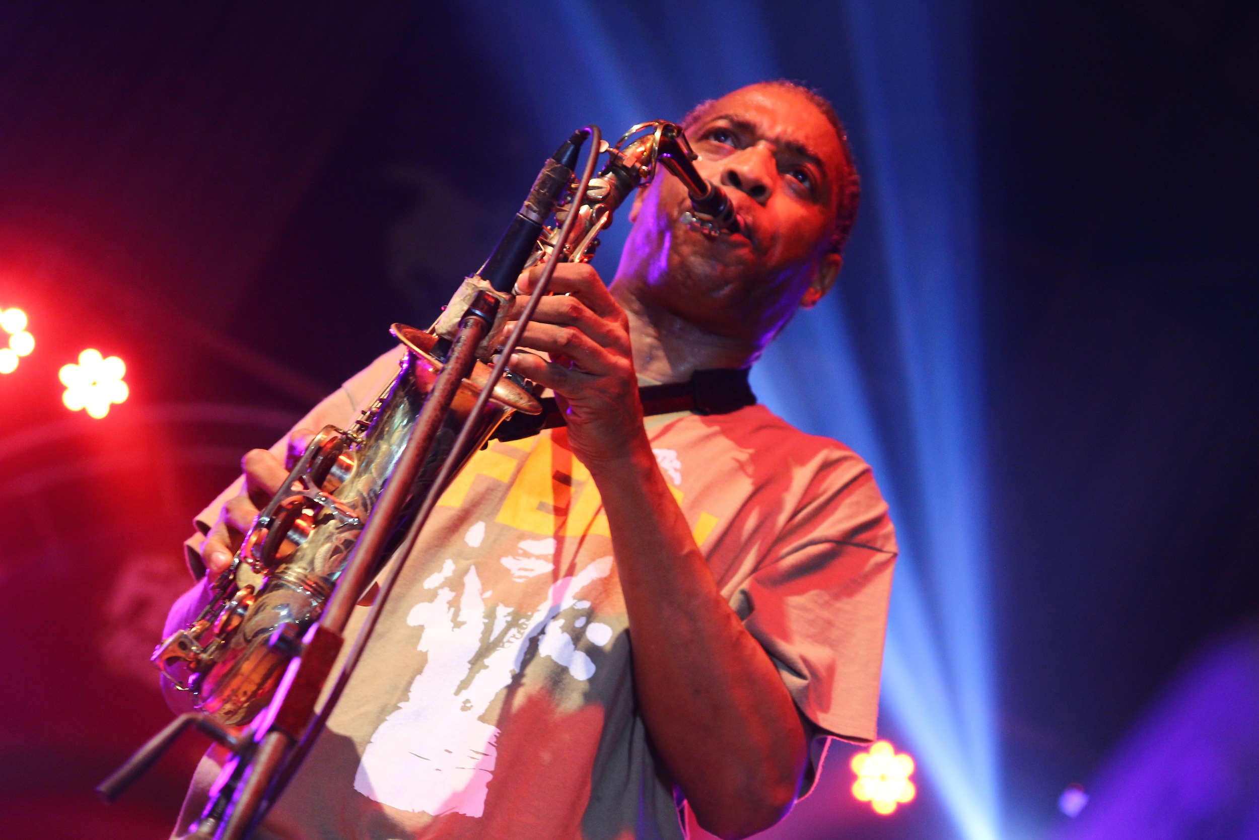 Femi Kuti performing at 2015 Felabration.
