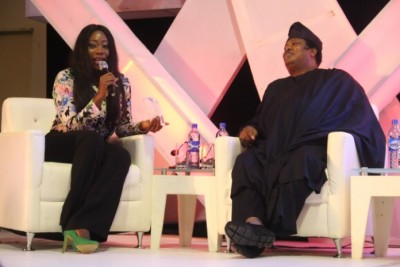 Nduka Obaigbena responding to questions from Gbemi. Photo: The RED Summit