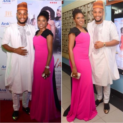 Alexx Ekubo joined Omoni Oboli for a cinema tour of her new movie. Photo: Omoni Oboli/Instagram