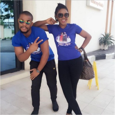 Omoni Oboli and Alexx Ekubo during their nationwide cinema tour with 'The First Lady'. Photo: Instagram