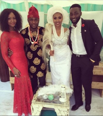 Osas rocked a red dress designed by TFW Fashion. Photo: Gbenro Ajibade/Instagram