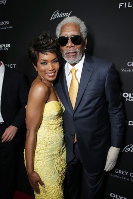 Angela Bassett and Morgan Freeman at the Premiere of 'Olympus Has Fallen' hosted by Brioni and Grey Goose at the ArcLight Hollywood, on Monday, March, 18, 2013 in Los Angeles. (Photo by Eric Charbonneau/Invision for FilmDistrict/AP Images)