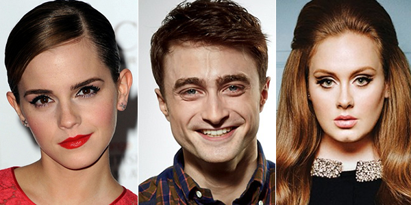 Emma Watson, Daniel Radcliffe and Adele