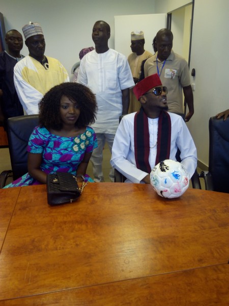 2face and Annie Idibia at the Governor's office in Kaduna State.
