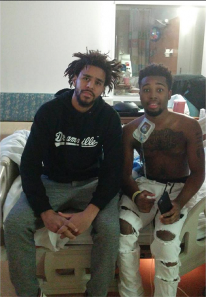 J. Cole visited Tae Stackhouse in the hospital. Photo; Hip Hop DX