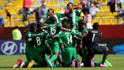 Nigeria's Golden Eaglets in celebratory mood. FIFA