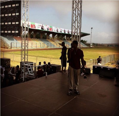 The concert venue all set for performances.