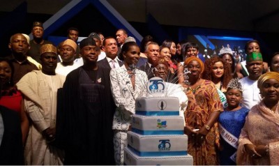 Senate president, Bukola Sakari, Agbani Darego and others at the Silverbird 35th anniversary. Photo: Silverbird