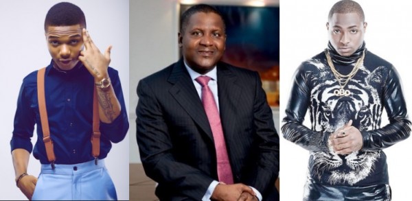 dangote, wizkid and davido