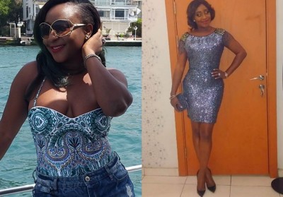 Before and now photos of Ini Edo showing her impressive weight loss. Photo: Various