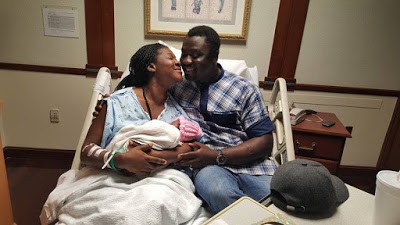 Mercy Johnson and her hubby as they welcomed their 3rd child.