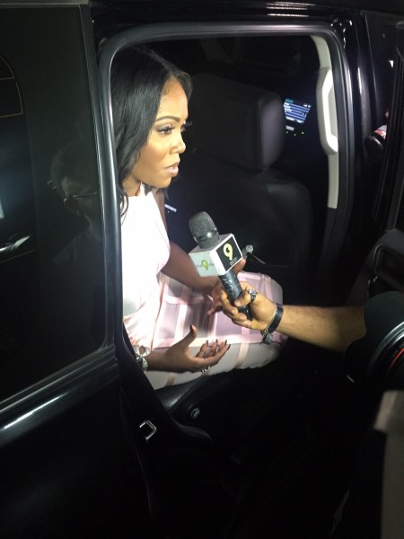 Tiwa Savage arriving for the listening party.