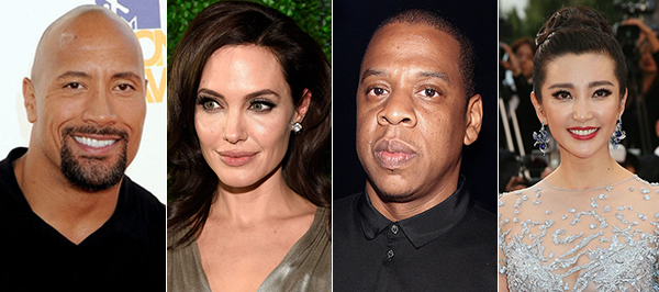 Dwayne Johnson, Angelina Jolie, Jay Z, Li Bingbing