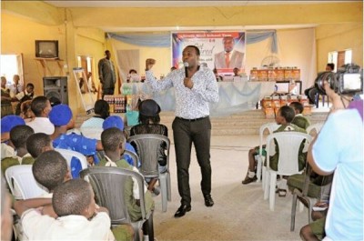 Femi Adebayo began his South West tour of visit to seconadary schools in Lagos. Photo: Biodun Adegoke/Instagram