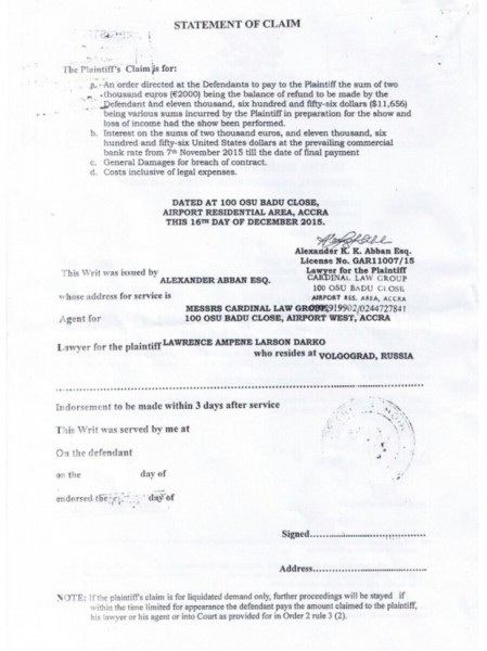 Russian promoter sues Sarkodie