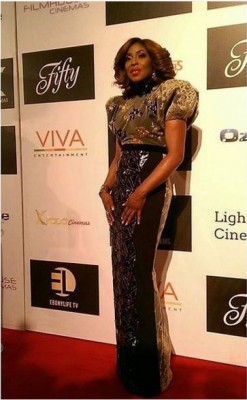 Mo Abudu stuns in embellished cut for movie premiere. Photo: Instagram