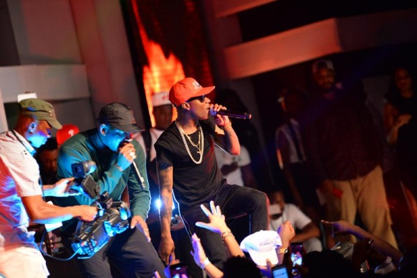 Skepta and Wizkid performing 'Ojuelegba' in Lagos.