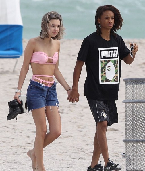 Jaden Smith strolled hand-in-hand with his girlfriend Sarah Snyder at Miami Beach on Sunday