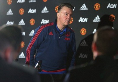 Louis Van Gaal walking out on the media during press conference. Photo: Getty Images