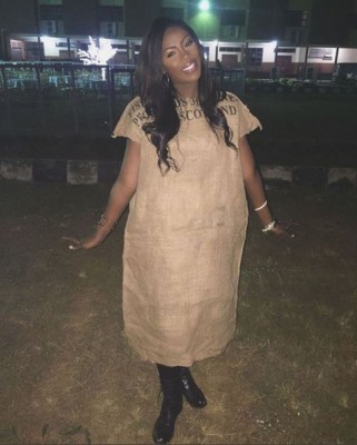 Tiwa Savage in a Sack of Rice.