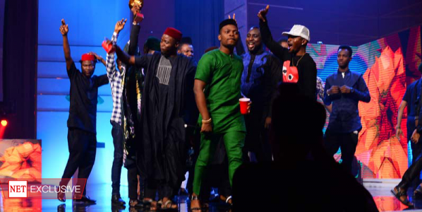 YBNL crew on stage during the 2015 Headies awards ceremony. Credit: Thenetng