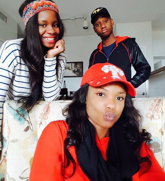 Iyabo Ojo with her kids