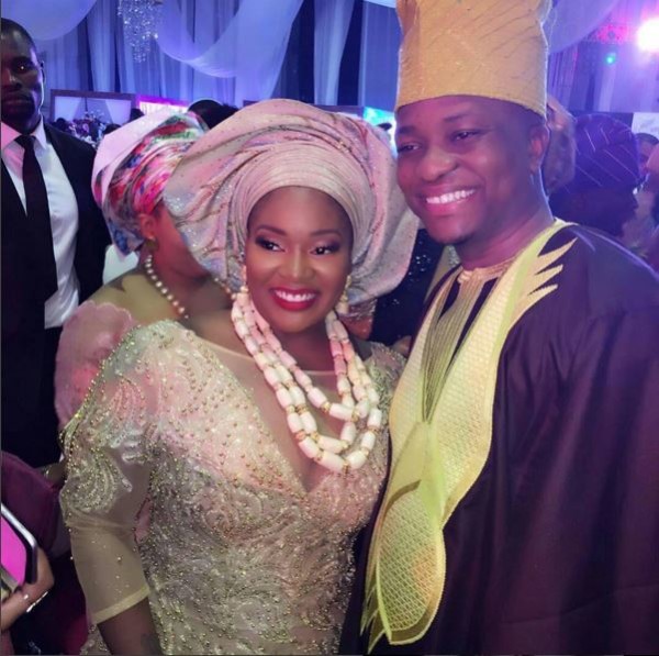Toolz and Tunde Demuren during their traditional wedding ceremony in Lagos.