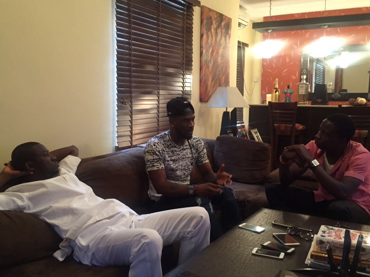 THENETNG publisher, Ayeni Adekunle and Chief correspondent Dayo Showemimo at Psquare’s Peter Okoye Lekki-home.