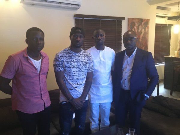 THENETNG publisher, Ayeni Adekunle and Chief correspondent Dayo Showemimo at Psquare’s Peter Okoye Lekki-home (8)
