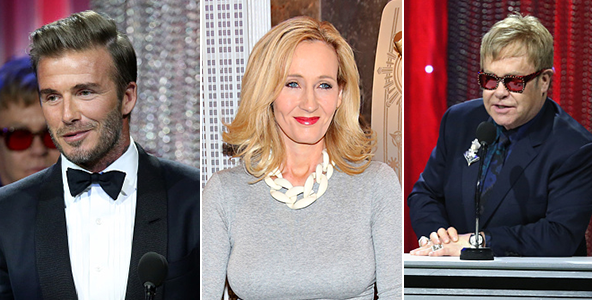 David Beckham, J.K Rowling, Elton John