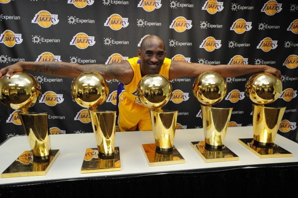 Kobe Bryant with championships.