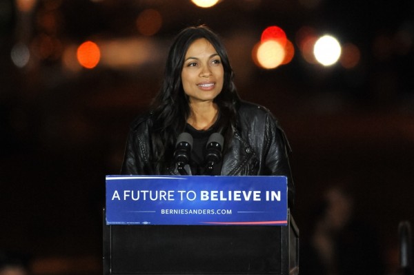 Rosario Dawson speaks during campaign in Washington D.C..