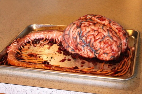 It's hard to stomach the idea of eating some of them, such as this brain with the stem attached