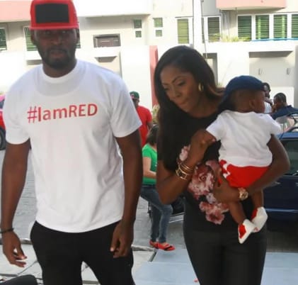 the couple on a day out with 9-month-old son, Jamil