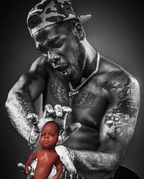 Burna Boy's baby-production meme. Photo:@skiwo