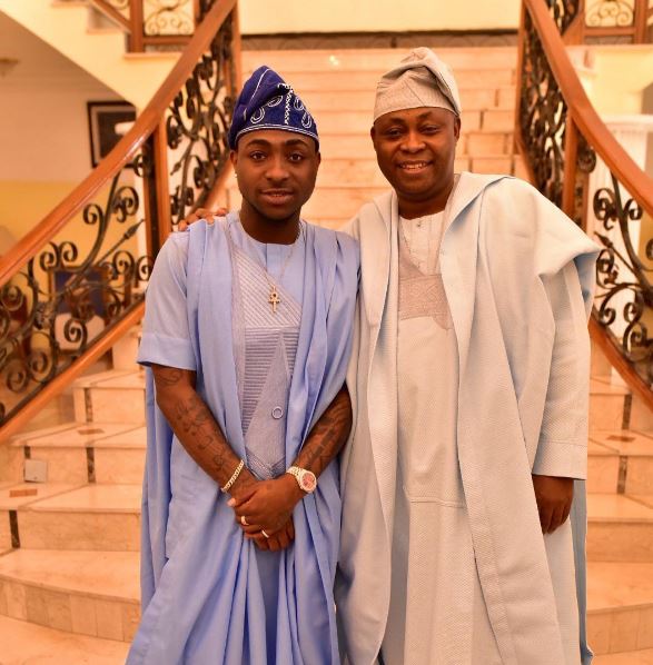 Davido and his father Deji Adeleke wore Agbada for sister's wedding