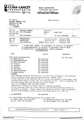 Teebillz' test result.