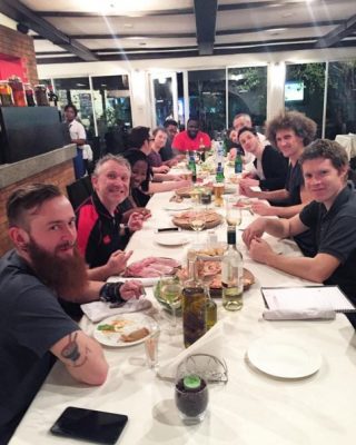 Asa and her team having lunch in Lagos.