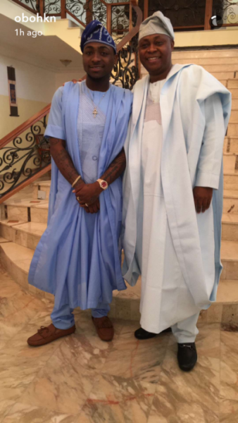 Like father like son....Davido and Dad dazzle in 'agbada' regalia