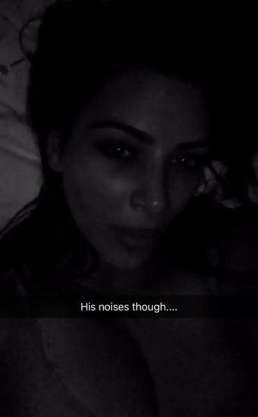 Kim revealed Kanye's snoring ability. Snapchat