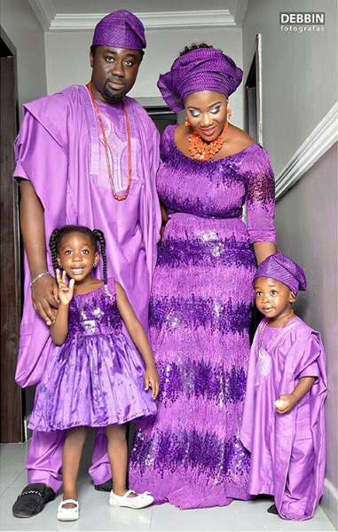 Mercy in matching outfit with family