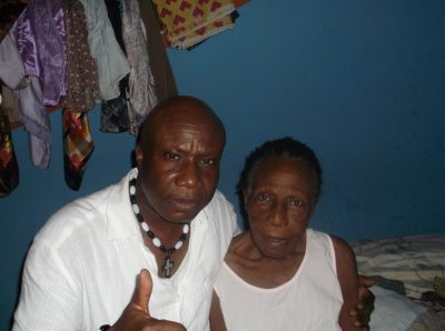 Mike Okri and late mum.